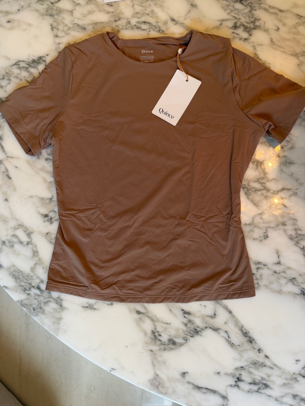NWT Quince Crew Neck TShirt Second Skin Sand Nude Sz S